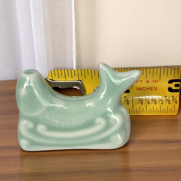 Knife Chopstick Rests Ceramic Lot Of 8 Celadon Green Koi Fish Waves Chop Stick - Picture 6 of 9